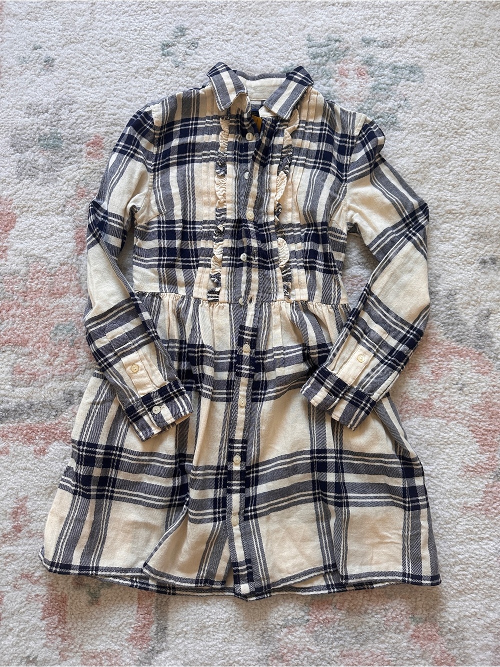 Polo by Ralph Lauren Navy and Cream Plaid Button-Front Dress